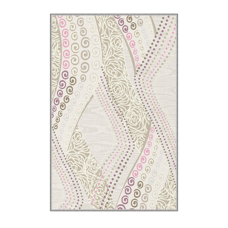 Tapis en polyester tissé à la machine Creasy, Rectangle 2 pi 7 po x 3 pi 11 po