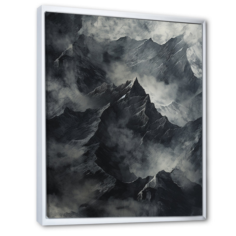 " Mountains Percolated Peaks I ", White Floater Framed, 20" H x 12" W x 1" D