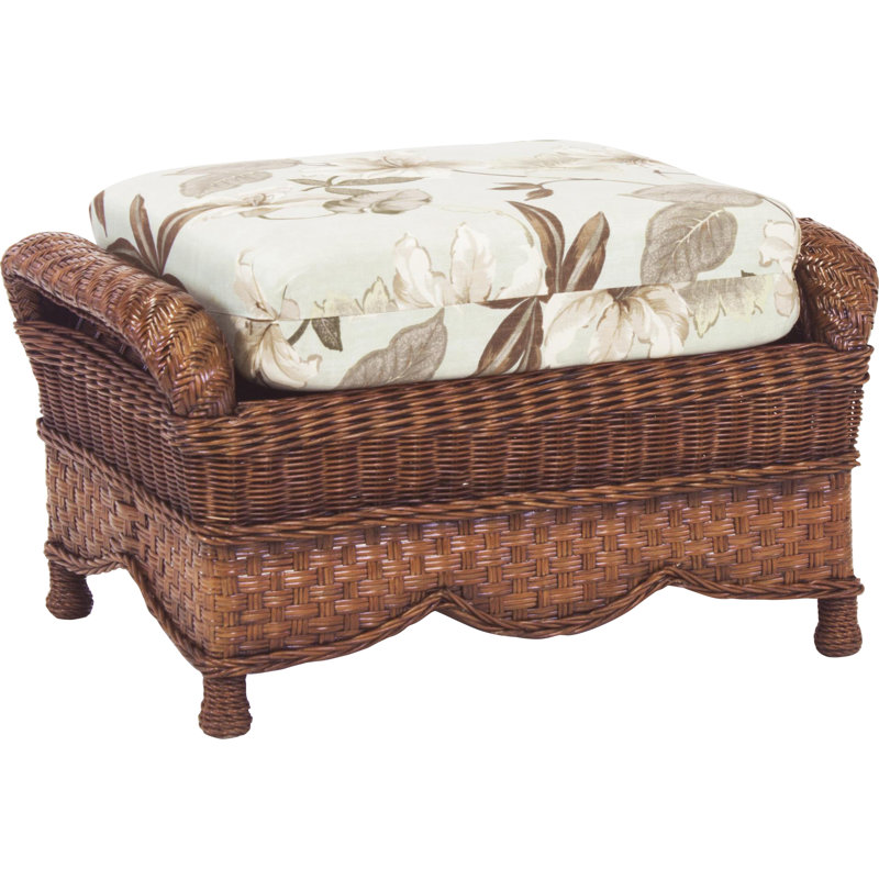 Repose-pieds Stowell, Bleu / motif floral brun