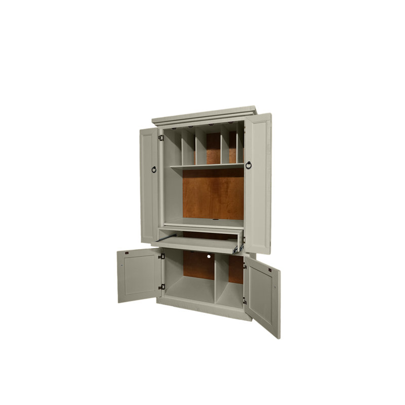 Konstantinas 38.5" W Rectangle Armoire Desk and Cabinet, Soft White
