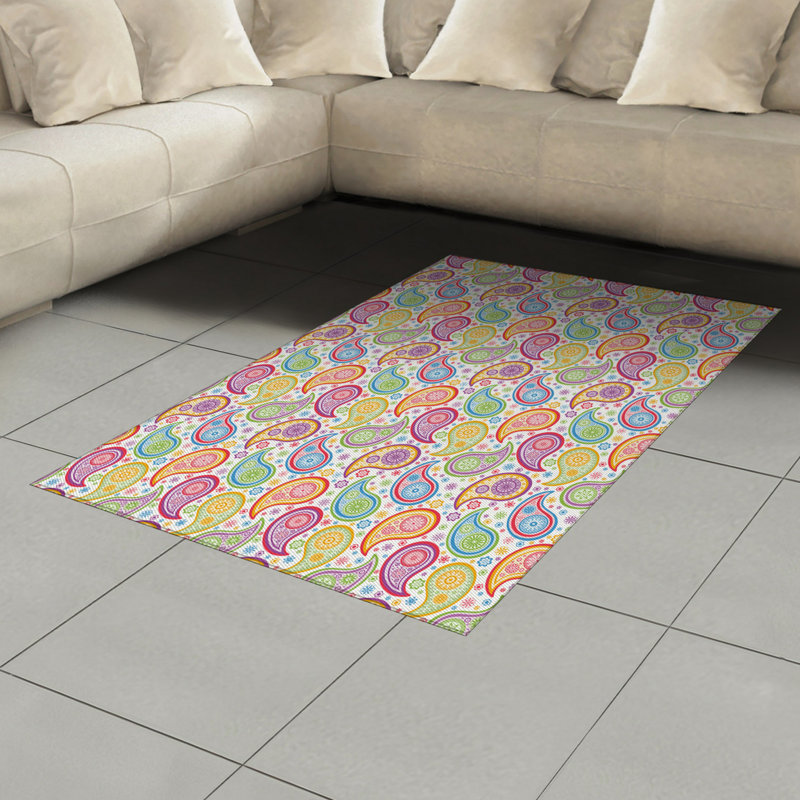 Paisley High Density Long Fiber Poly Threads Decorative Area Rug Carpet, Rectangle 4' x 5'8"
