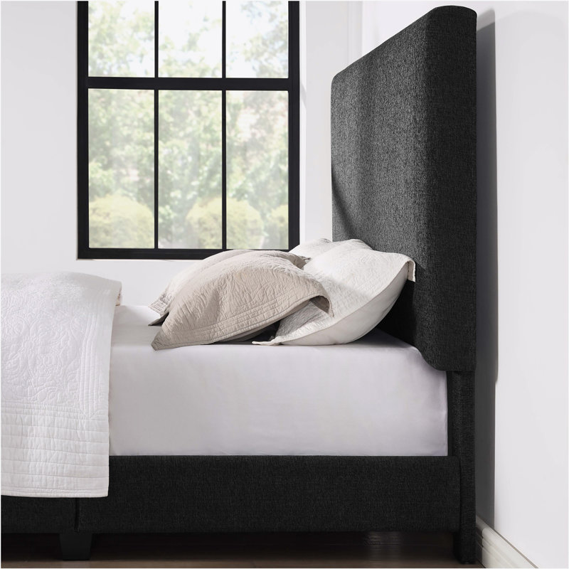 Lit plateforme tapissier Aryia Boucle, Grand, Blanc