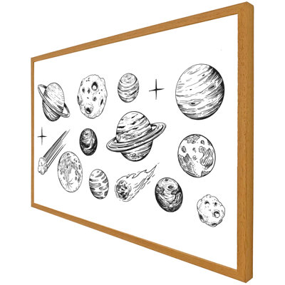 Calimesa Set of Space Objects Planets, Stars 1 Piece Single Picture Frame Wall Art