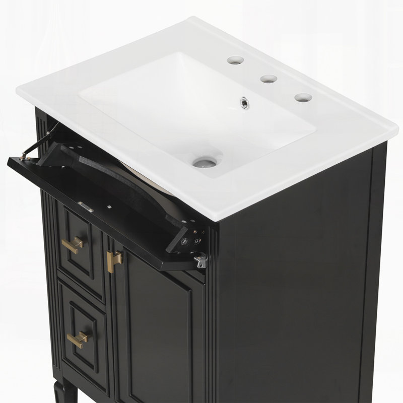 Meuble-lavabo 24 po avec lavabo, Noir