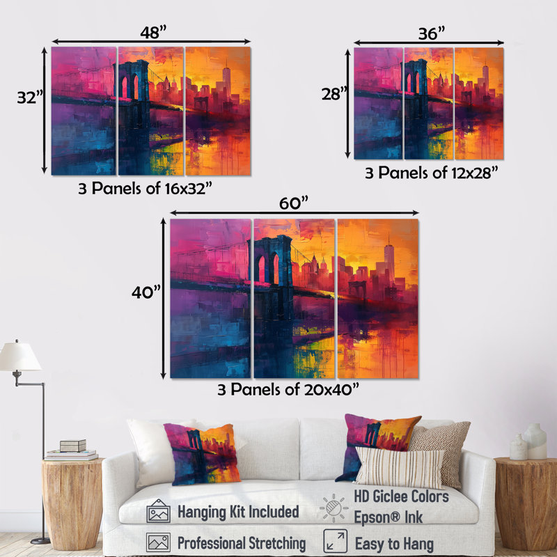 Fonteyne " Fonteyne " 3 - Pieces, H 28 po x l 36 po, Toile tendue