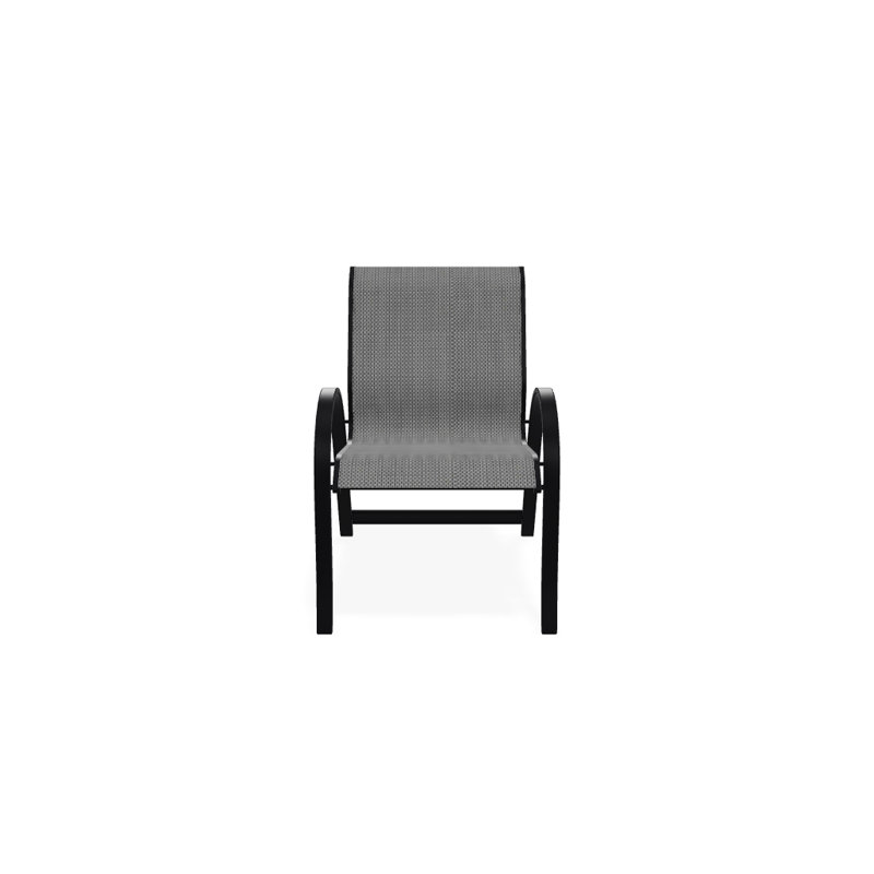 Aruba Stacking Patio Dining Armchair, Nickel, Black