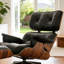 Chaise longue en cuir avec repose-pieds, structure en bois massif, base en alliage d'aluminium-427348371