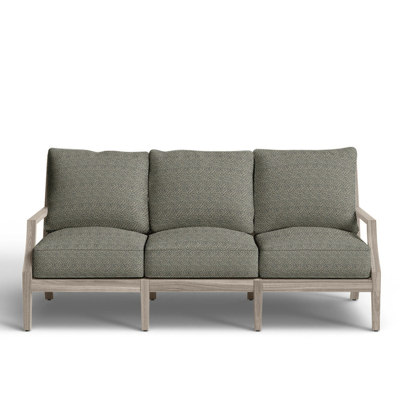 Haley Teak Patio Sofa with Cushions, Intermix Bark, Oyster Teak, No welt + Standard fill