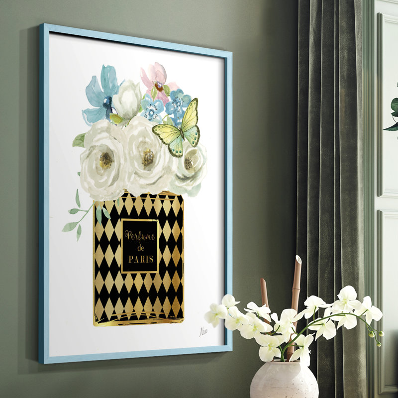 Impression encadrée de parfum floral Harlequin - bois massif, Bleu, H 10 po x l 8 po