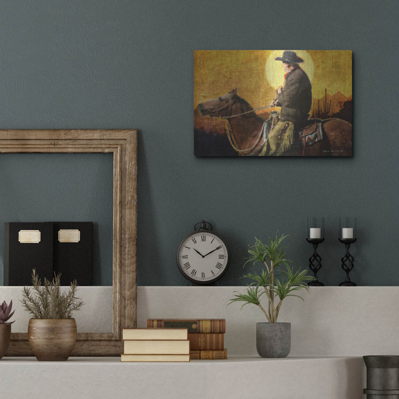 «Rough Trail Cowboy» par Chris Vest, art mural en métal, 24 po x 16 po, H 12 po x l 16 po