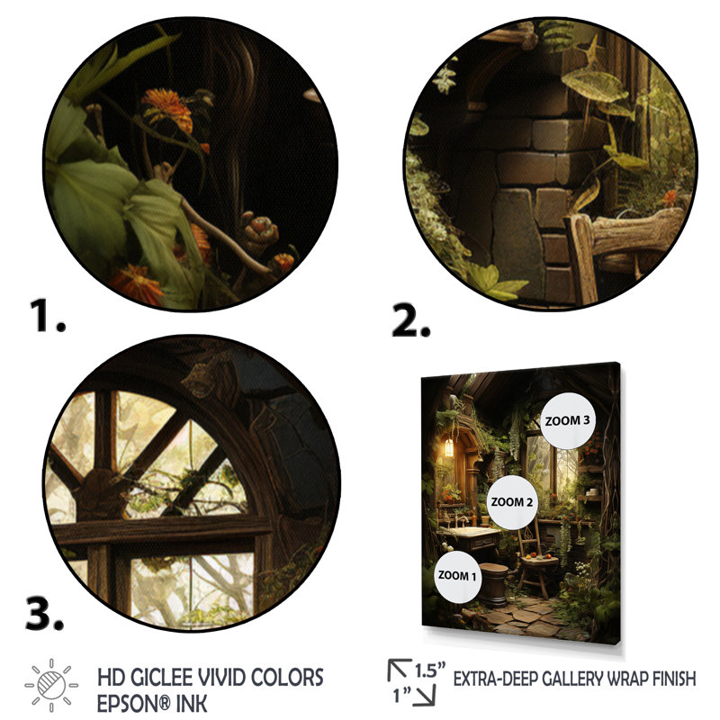 Holborne Bathroom Rustic Woodland Retreat IV - Art mural de salle de bain, Cadre flottant doré, H 20 po x l 12 po x P 1 po