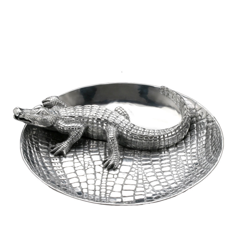 Arthur Court Aluminum Alligator Chip and Dip Platter
