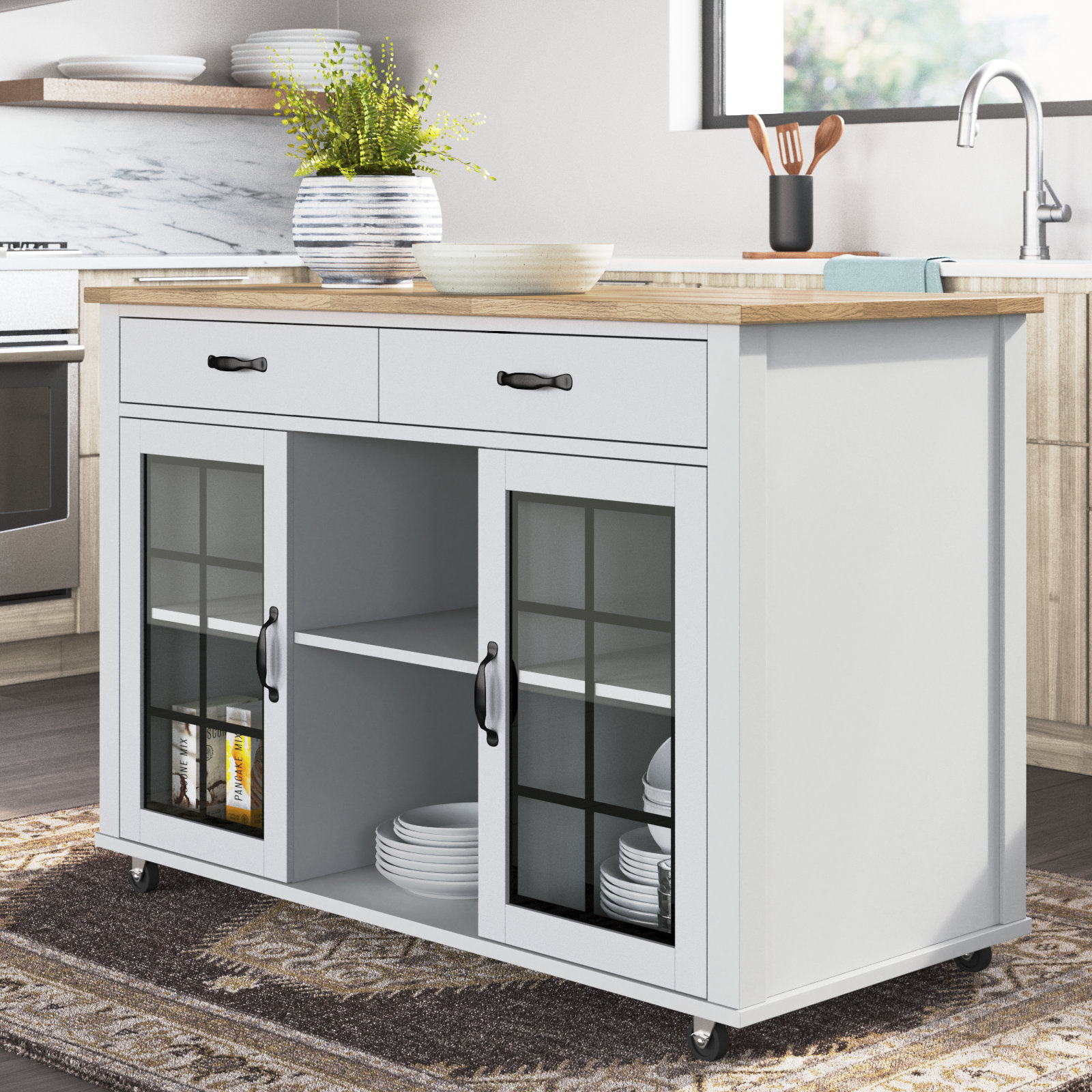 Wade Logan® Kitchen Cart/Kitchen Island with Optional Casters & Reviews