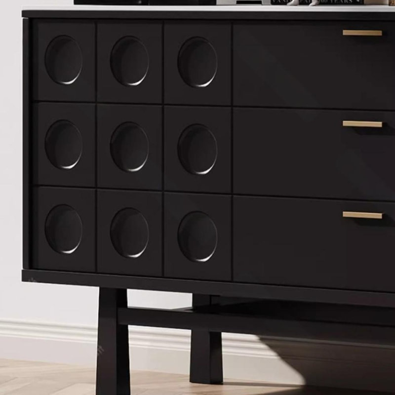 Buffet de salle à manger luxueux de style crème français, H 33,46 po x l 47,24 po x P 15,75 po, Noir