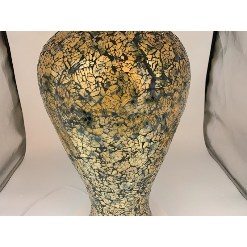 Zorigs Floor Vase, 24 Inch Mosaic Vase – Tall Cylinder Made of Terracotta with Golden Yellow and Black Glass Mosaic Pieces – Handcrafted Decorative Home Décor Accent Piece for Bedroom, Living Room