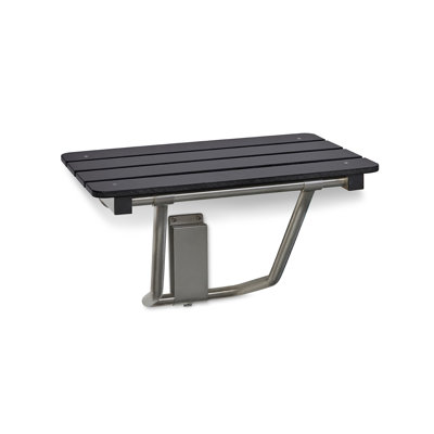 Banc de siège de douche mural 18 po x 15 po ADA, siège phénolique à lattes noir