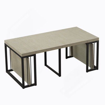 23.62"- 118"Modern Extendable Dining Table,Seats 2-10 People,,Space-Saving Wood Dining Table For Kitchen/Dining Room/Living Room,Perfect For Family Gatherings/Parties(Ancient White)