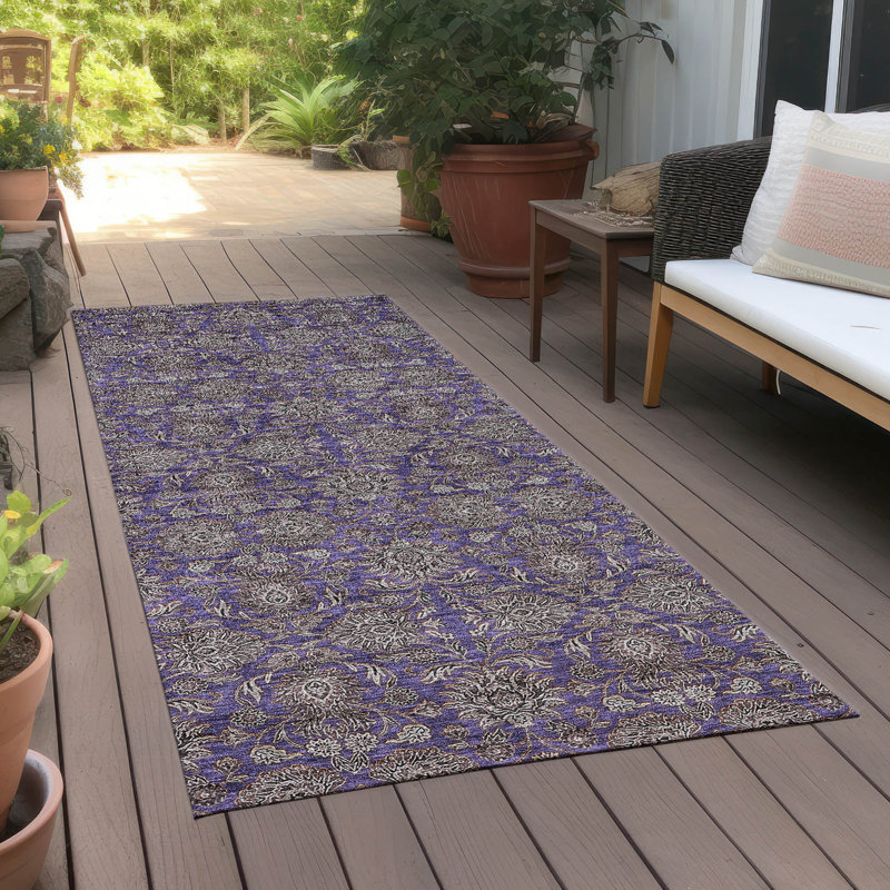 Naadiya Washable Floral Indoor / Outdoor Rug, Runner 2'3" x 7'6"
