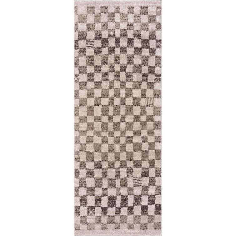 Jasha Checkered Beige/Brown Area Rug