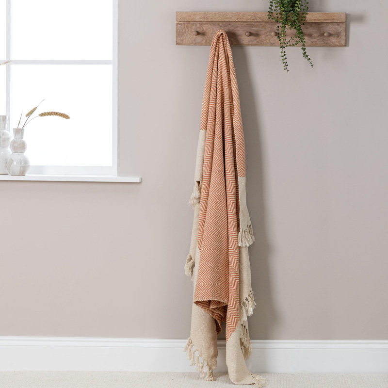 Onda Hand Woven Throw Blanket, Burnt Orange