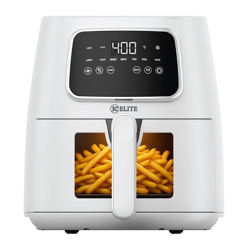 Kitchen Elite 5.5 Qt. Digital Air Fryer, Countertop Cooker w/ LED Screen, White, White