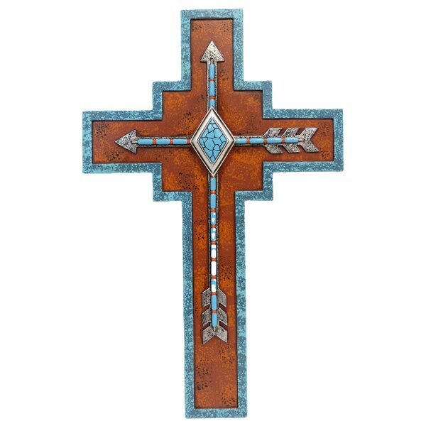  Natural Horseshoe Cross with Heart Metal Cross Sign Wall Hanging  Sculpture Horseshoe Cross Craft Sign Wall Hanging for Western Room Decor  (Orange) : Home & Kitchen