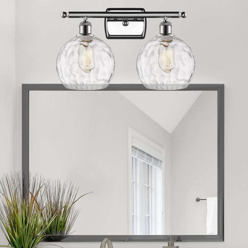 Éclairage pour meuble-lavabo en laiton antique à 2 lumières Cindi, DEL, Chrome poli