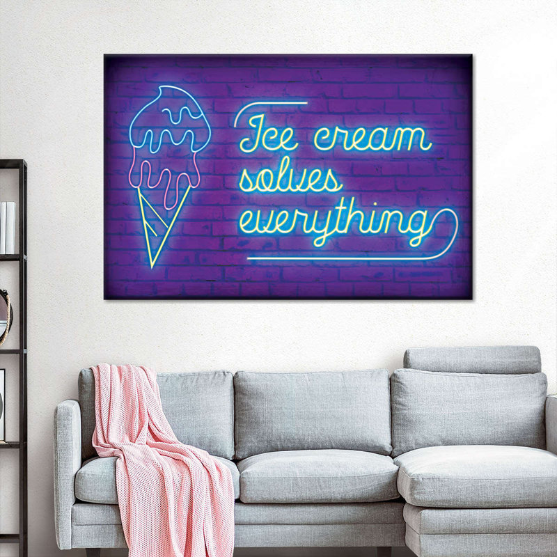 La crème glacée résout tout le néon sur toile, H 24 po x l 36 po x P 1,25 po