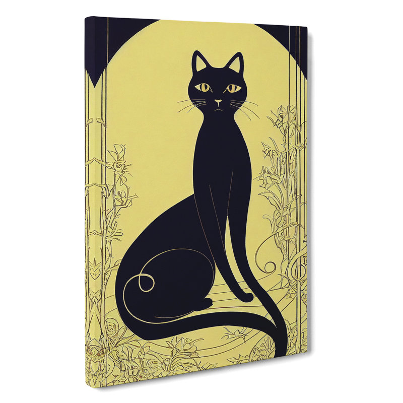 Cat In Art Nouveau No.3, 76cm H x 50cm W x 3cm D