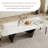 Modern Retangular Dining Table for 6-10, Glossy White Sintered Stone Table top, N-Shaped Carbon Steel Legs-108105401