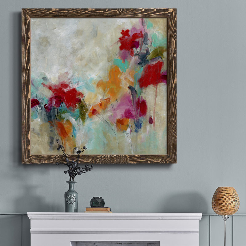 Boho Cacti I - cadre photo, reproduction d'art sur toile, Cadre noyer, H 27,5 po x l 27,5 po x P 1,5 po