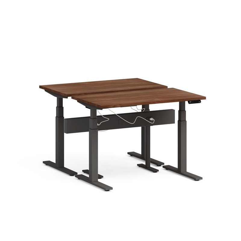 Bureau pour 2 perches Series L Series, Gris anthracite / noyer, H 50,5 po x l 58 po x P 47,25 po