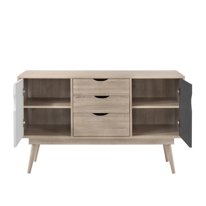 Caroline 125cm Sideboard, Sonoma Oak/White/Grey
