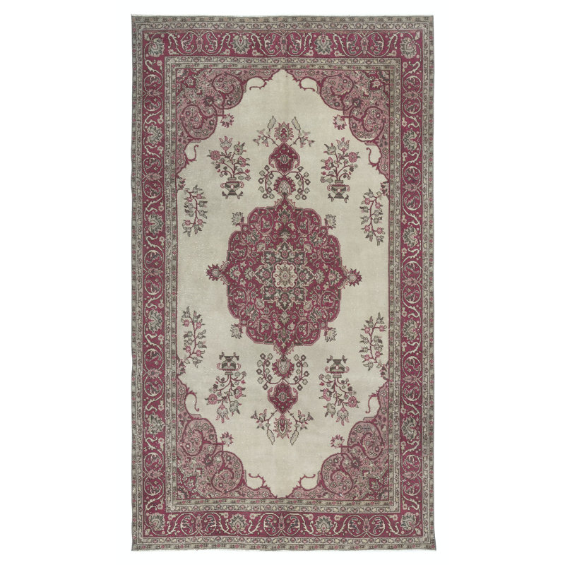 Tapis rétro fait à la main Oushak pour décor champêtre, campagnard et rustique