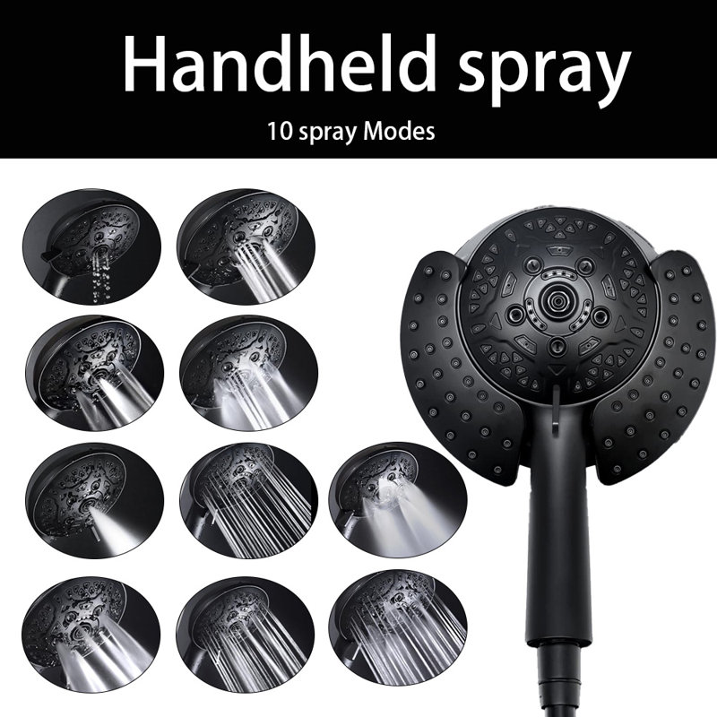 2-IN-1 Shower Head With 7.2" Rainfall Shower & Handheld Shower Head, Matte Black