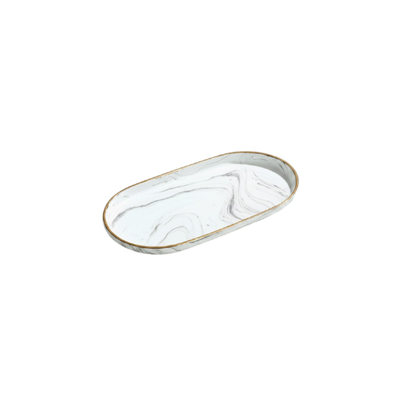 Vanity Tray - Non-Slip Marble Large, 8.19" W x 14.96" D x 0.63" H