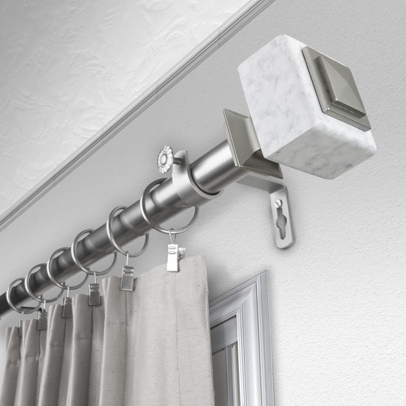 Tringle à rideaux simple Estelle, Nickel satiné, H 2,5 po x l 84 po x P 3,63 po