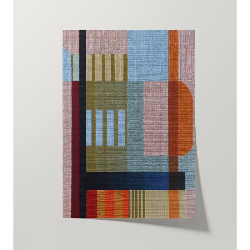 Woven Perspectives No. 01: impression géométrique abstraite, Natural-Oak, 12x16 in