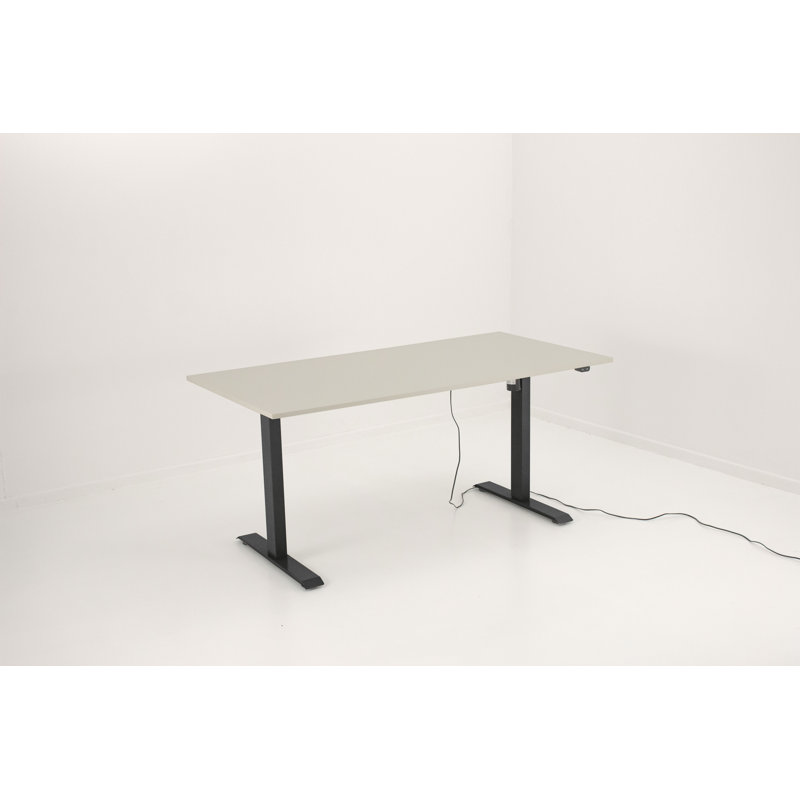 Adjustable Height Steel Standing Desk, 123cm H x 120cm W x 80cm D, Black, White