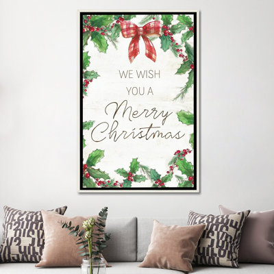Merry Christmas Bow - reproduction d'art mural - toile tendue