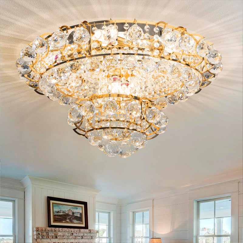 Plafonnier encastré 8 lumières à intensité variable en cristal