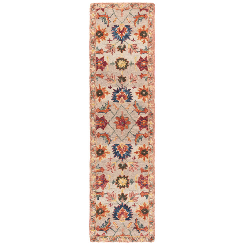 Hand Tufted Wool;Cotton Floral Indoor Rug, Runner 2'3" x 9'
