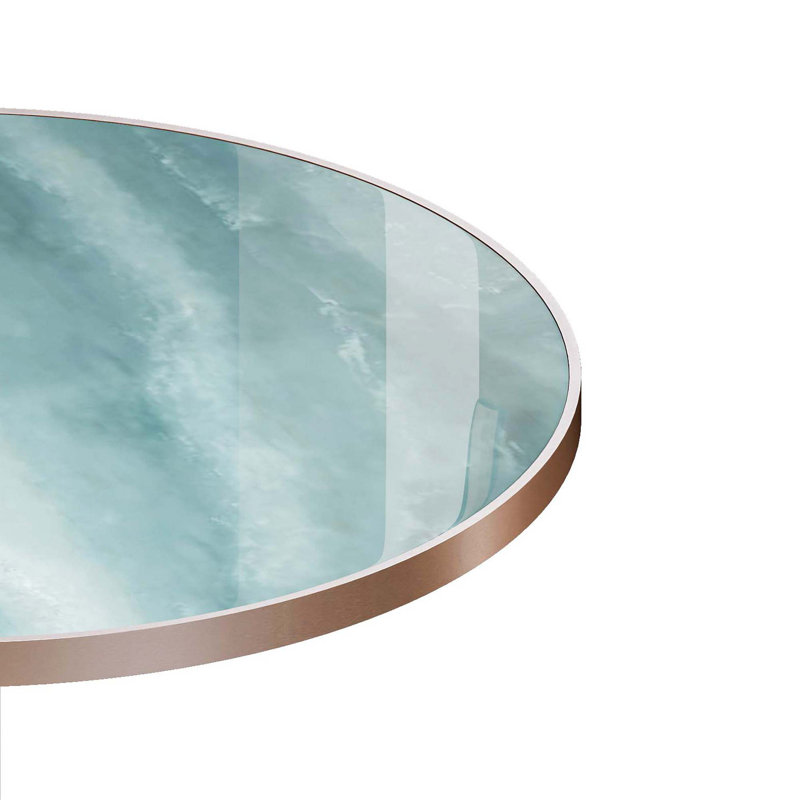 Table de salle à manger ronde moderne avec plateau en faux marbre et structure en métal robuste