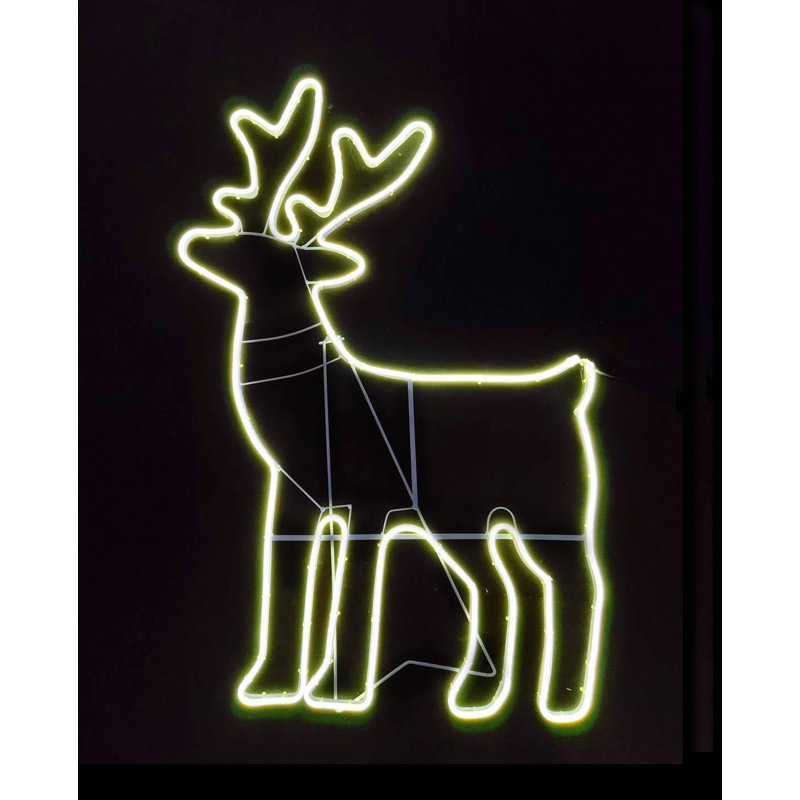 Standing Reindeer Neon Effect Rope Light Silhouette with 90 LEDs, Warm White