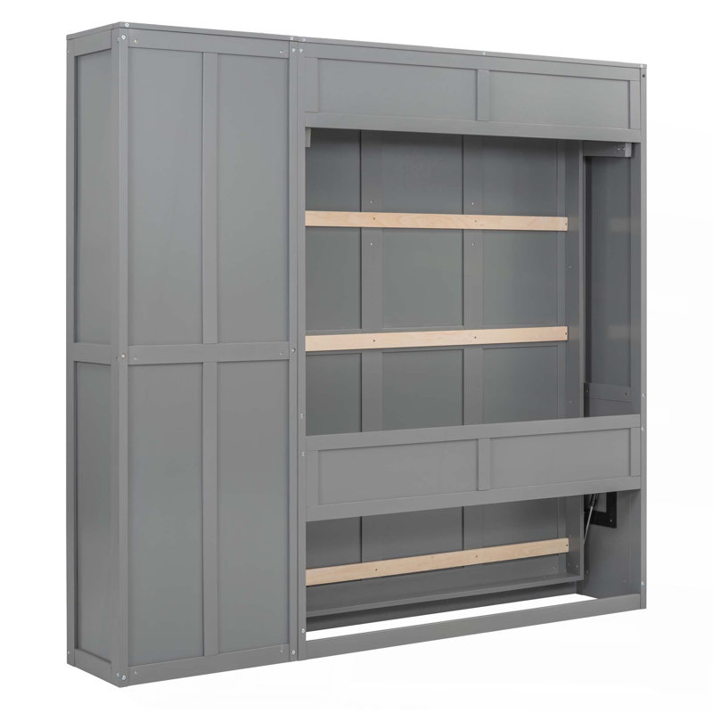 Lit escamotable mural avec tablettes Murphy, Gris