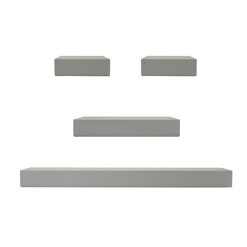 Melannco 4 Pieces Chunky Floating Shelves, Gray