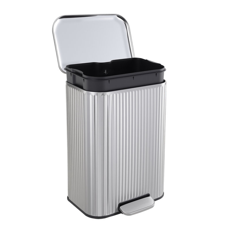 Poubelle de cuisine 13 gallons, poubelle avec couvercle à fermeture en douceur, bac de recyclage en acier inoxydable