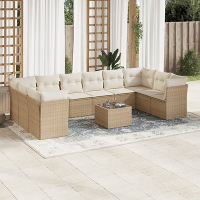 Ensemble de canapé de jardin modulaire en rotin PE 11 pièces Vidaxl