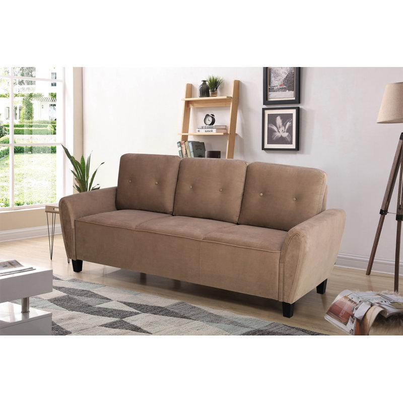 Murrill 80.31'' Velvet Sofa, Brown