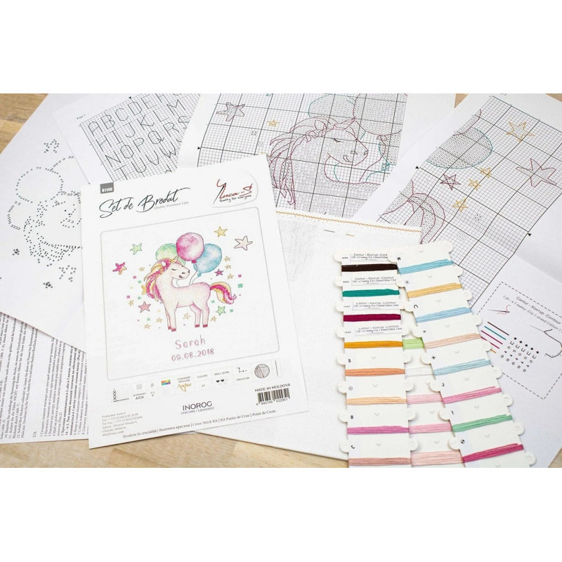 Trousse de broderie au point de croix Licorne de Luca-S B1149L